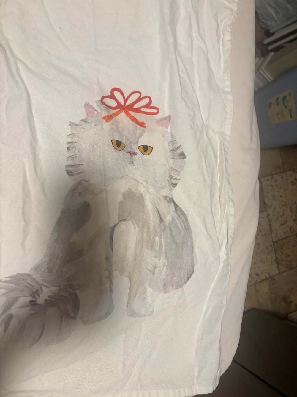 West Elm Persian Cat Illustration Decorative Kitchen Towel
